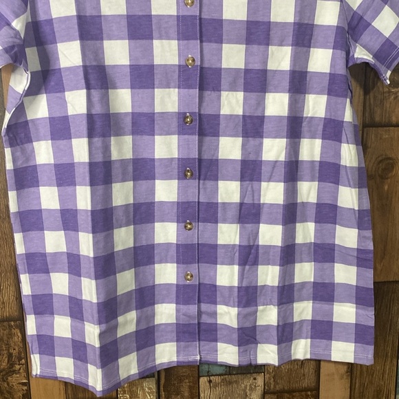Sara Morgan medium purple checkered button down shirt - Picture 4 of 15